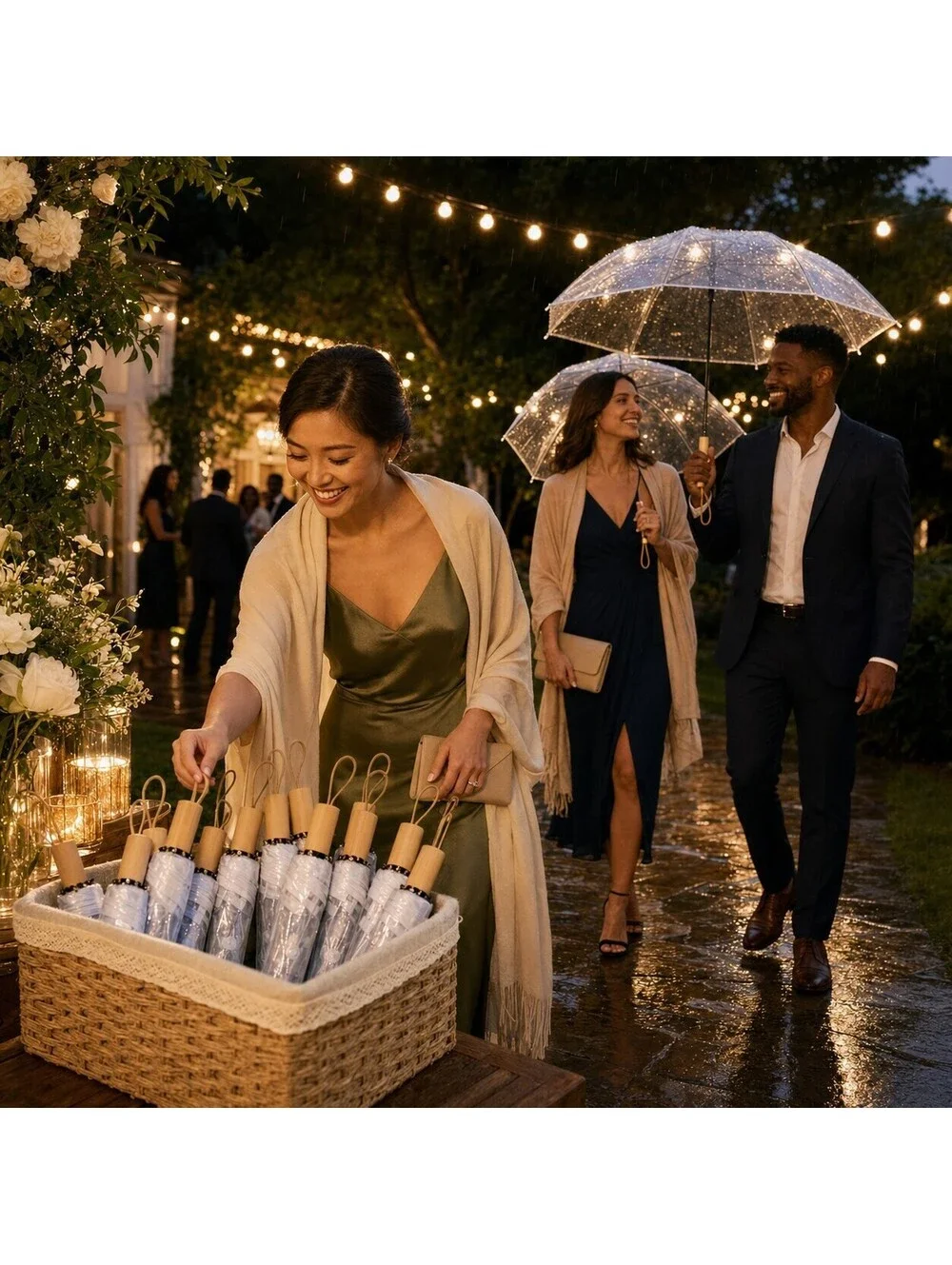 15-Pack Clear Event Party Favor Umbrellas with Storage Basket New